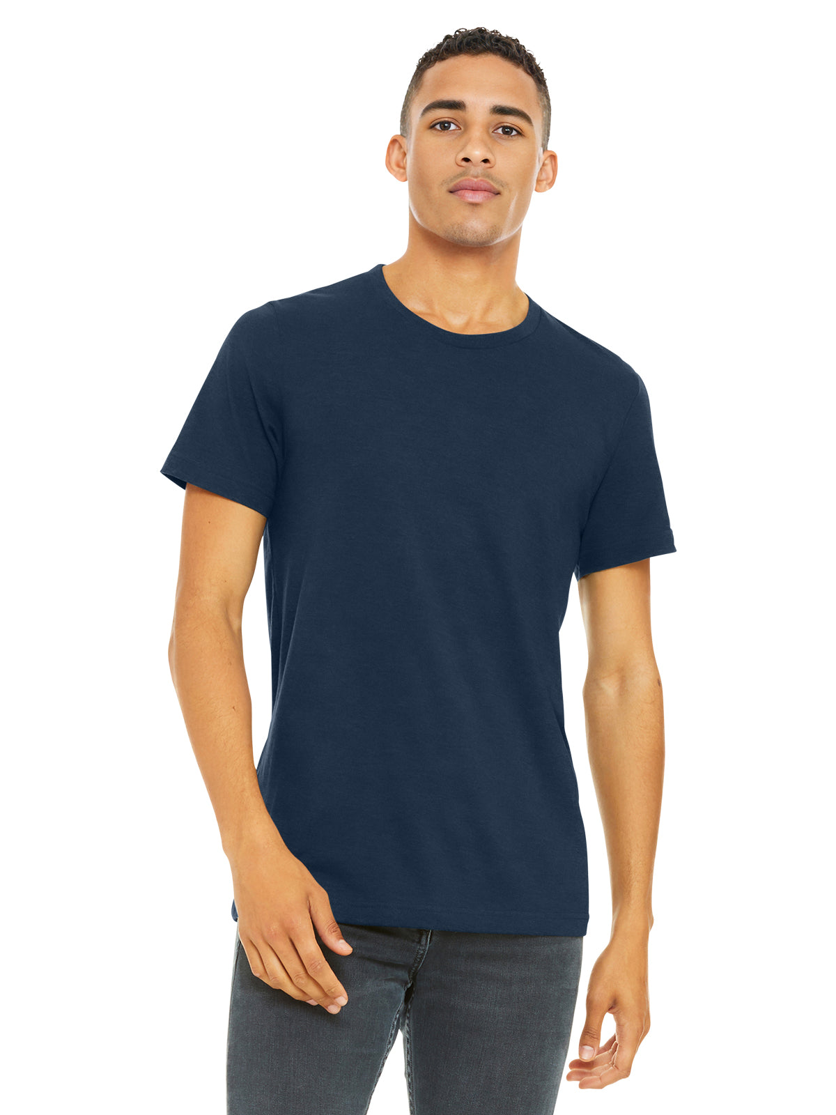 Unisex Heather CVC Short Sleeve Tee - BC3001CVC - Heather Navy