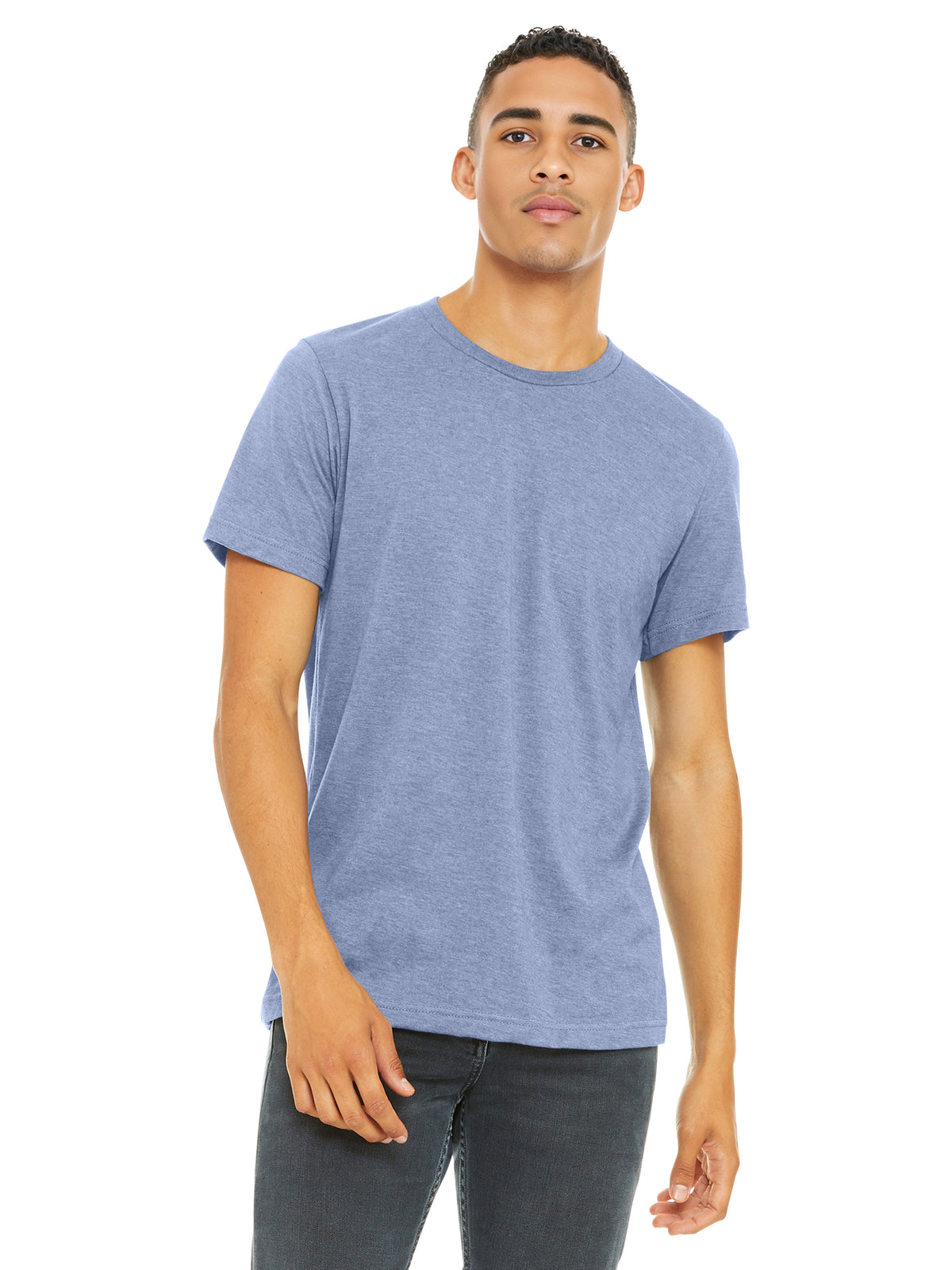 Unisex Heather CVC Short Sleeve Tee - BC3001CVC - Heather Blue