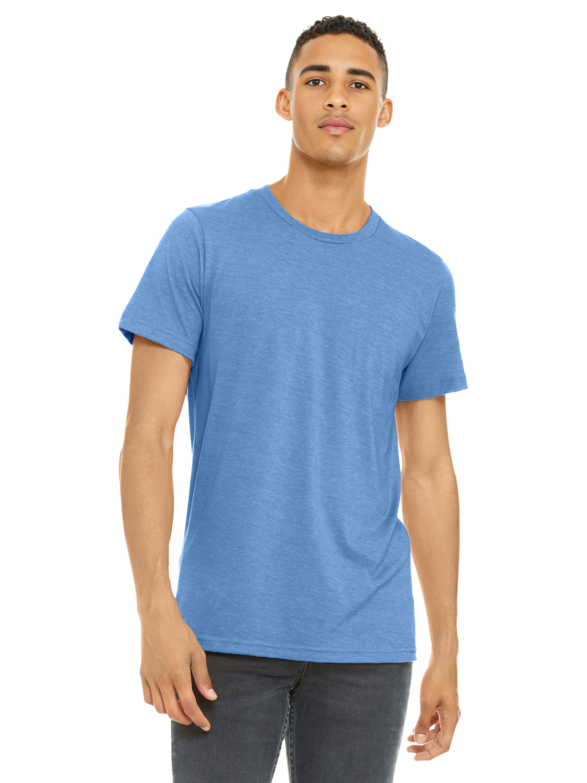 Unisex Heather CVC Short Sleeve Tee - BC3001CVC - Heather Carolina Blue