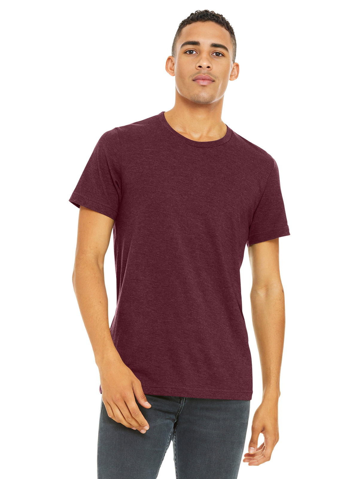 Unisex Heather CVC Short Sleeve Tee - BC3001CVC - Heather Cardinal
