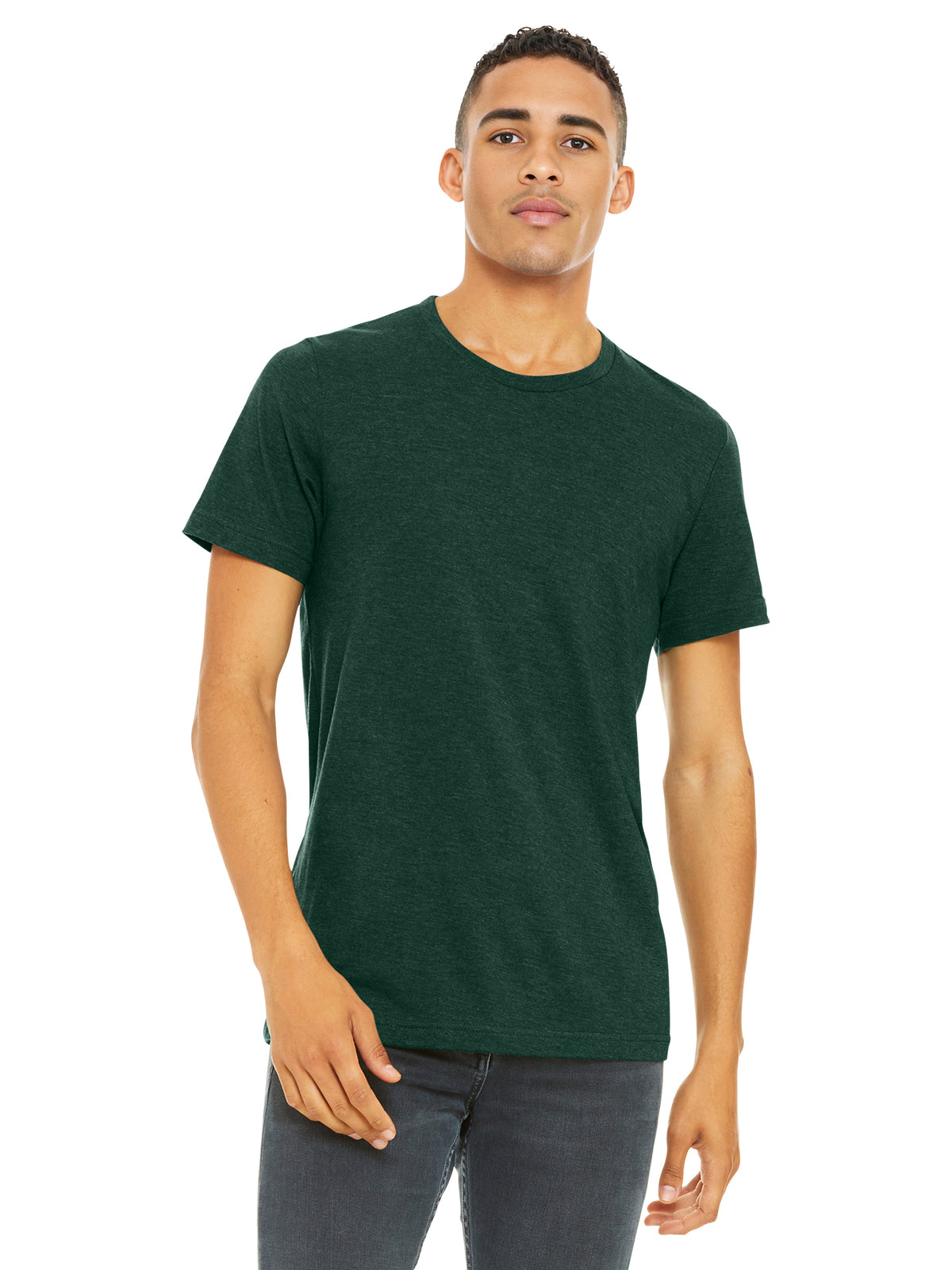 Unisex Heather CVC Short Sleeve Tee - BC3001CVC - Heather Emerald