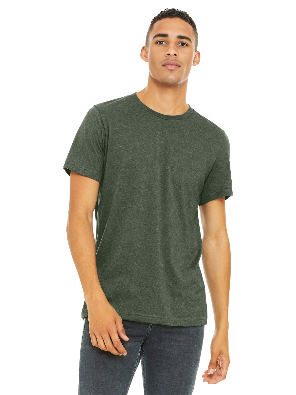 Unisex Heather CVC Short Sleeve Tee - BC3001CVC - Heather Military Green