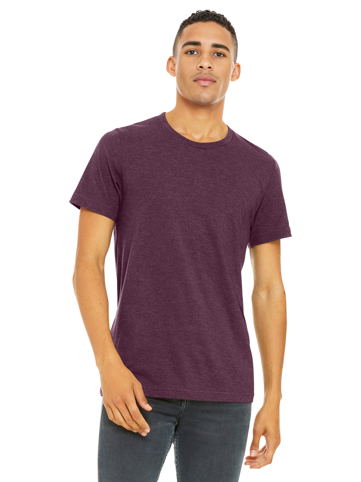 Unisex Heather CVC Short Sleeve Tee - BC3001CVC - Heather Maroon