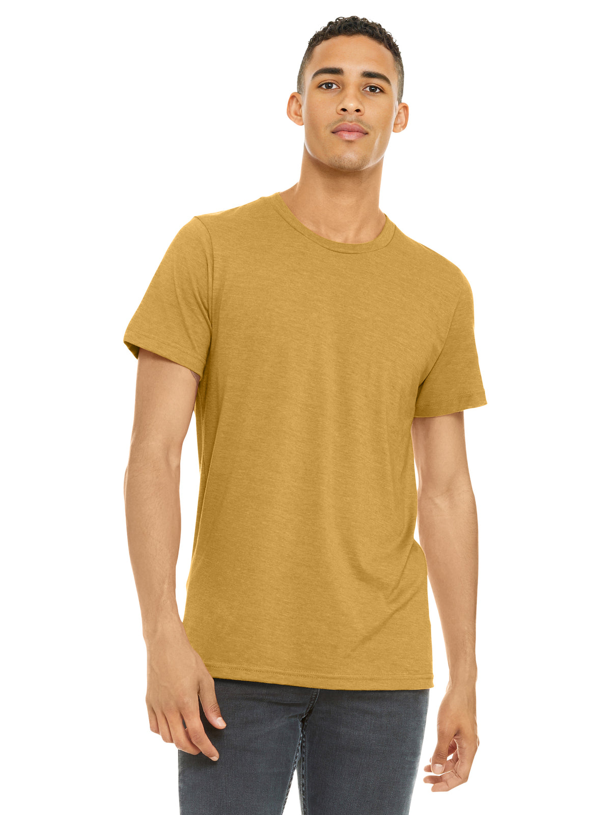 Unisex Heather CVC Short Sleeve Tee - BC3001CVC - Heather Mustard