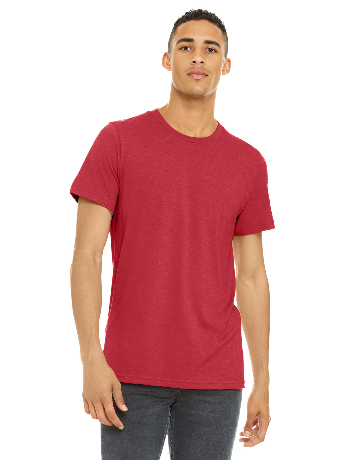 Unisex Heather CVC Short Sleeve Tee - BC3001CVC - Heather Red