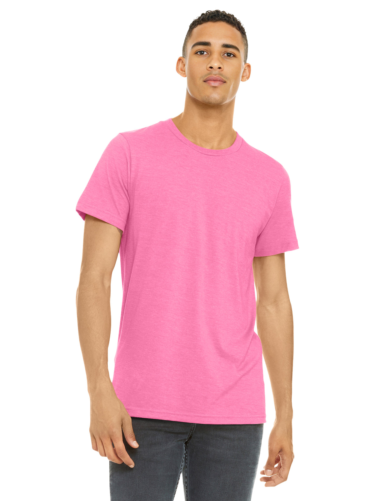 Unisex Heather CVC Short Sleeve Tee - BC3001CVC - Neon Pink
