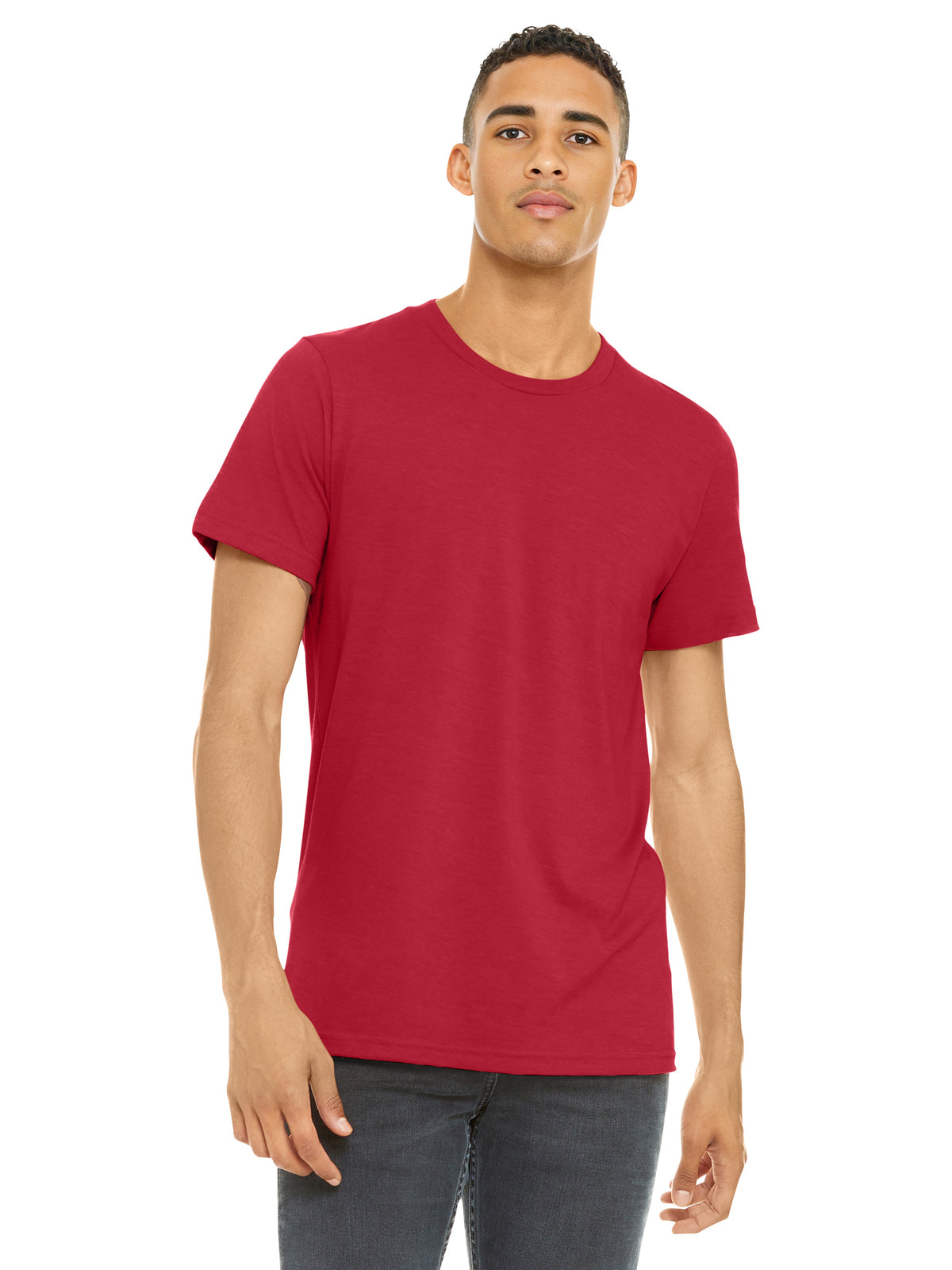 Unisex Heather CVC Short Sleeve Tee - BC3001CVC - Solid Red Blend