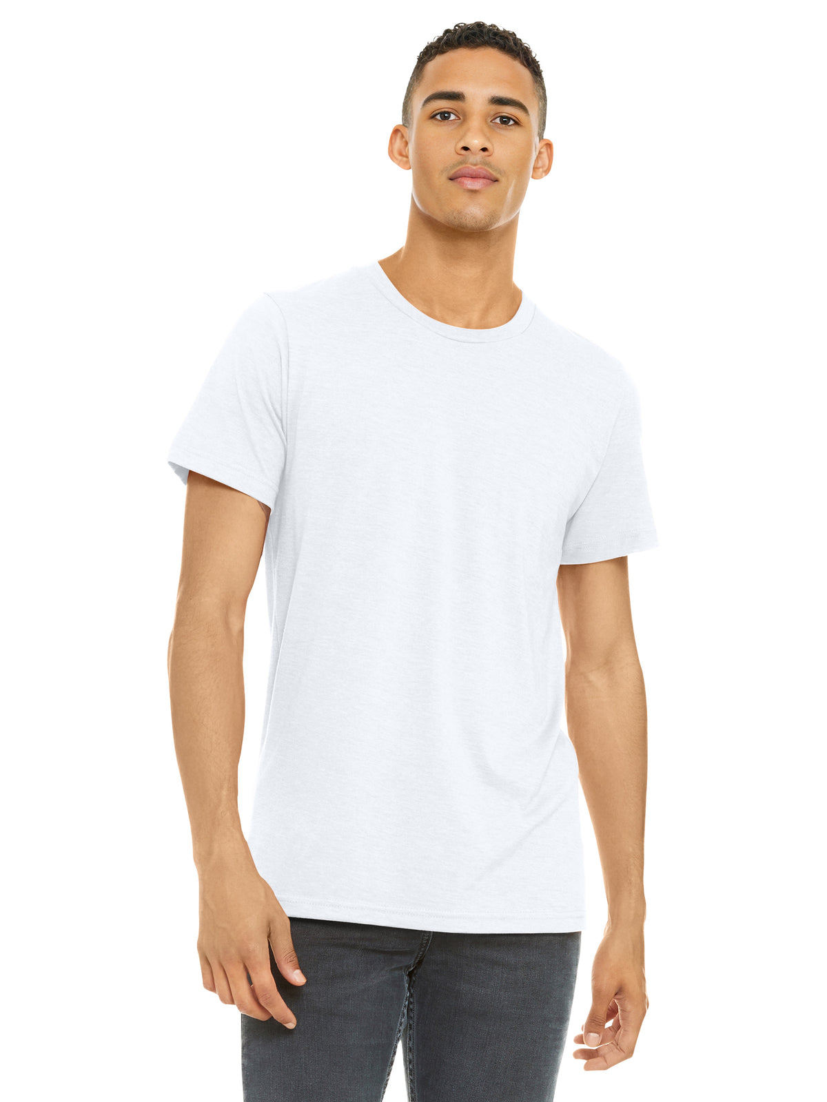 Unisex Heather CVC Short Sleeve Tee - BC3001CVC - Solid White Blend