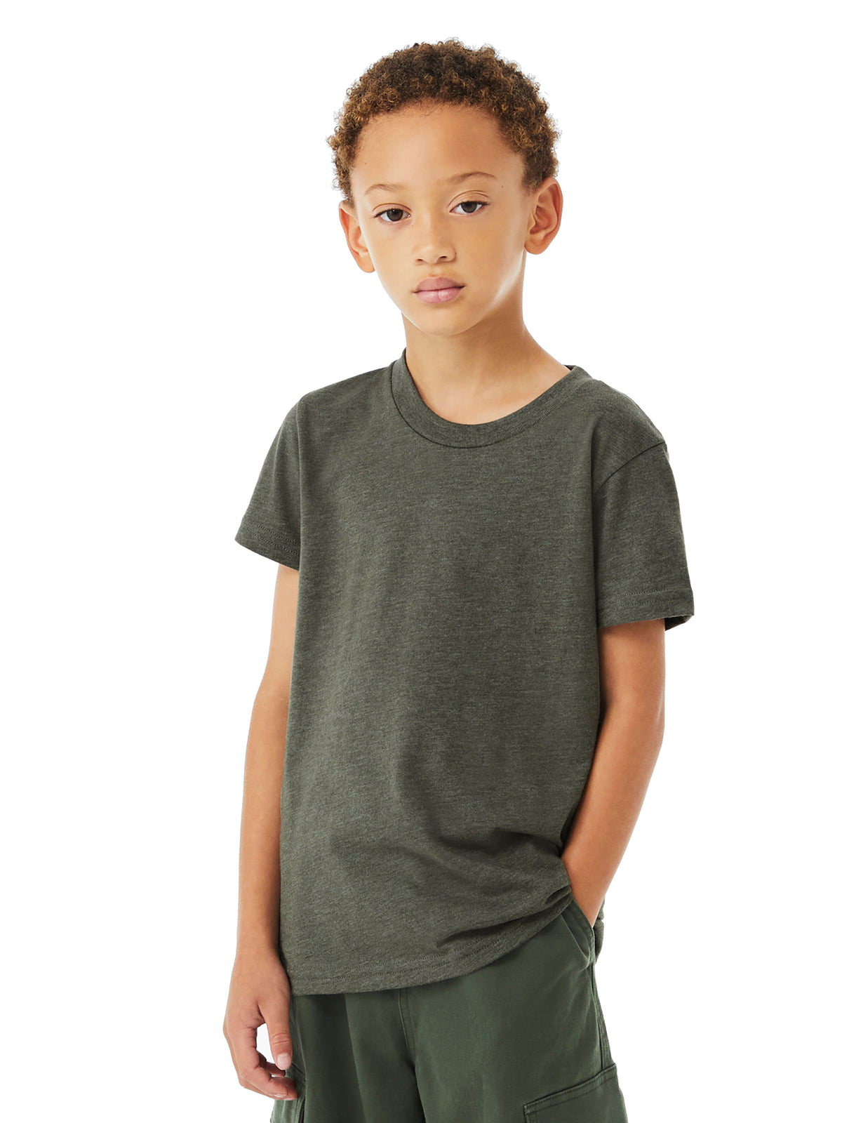 Youth Heather CVC Tee - BC3001YCVC - Heather Military Green