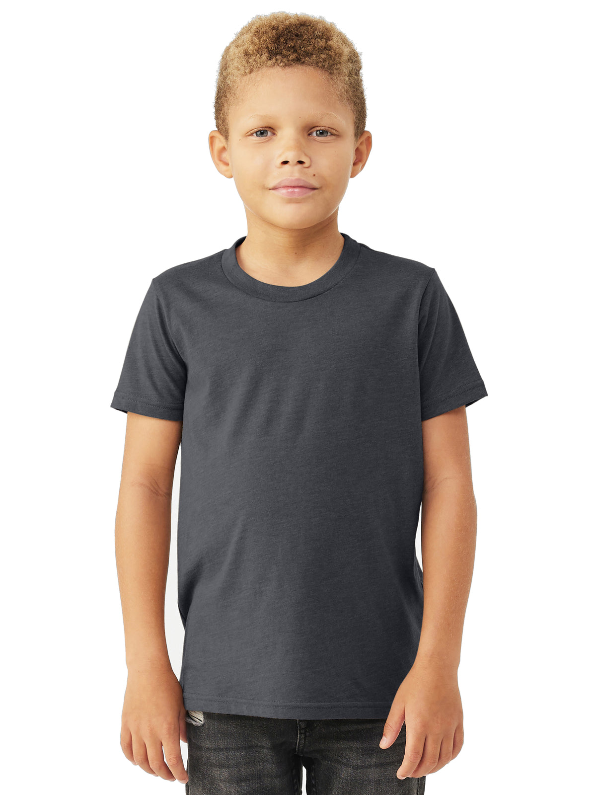 Youth Heather CVC Tee - BC3001YCVC - Heather Midnight Navy