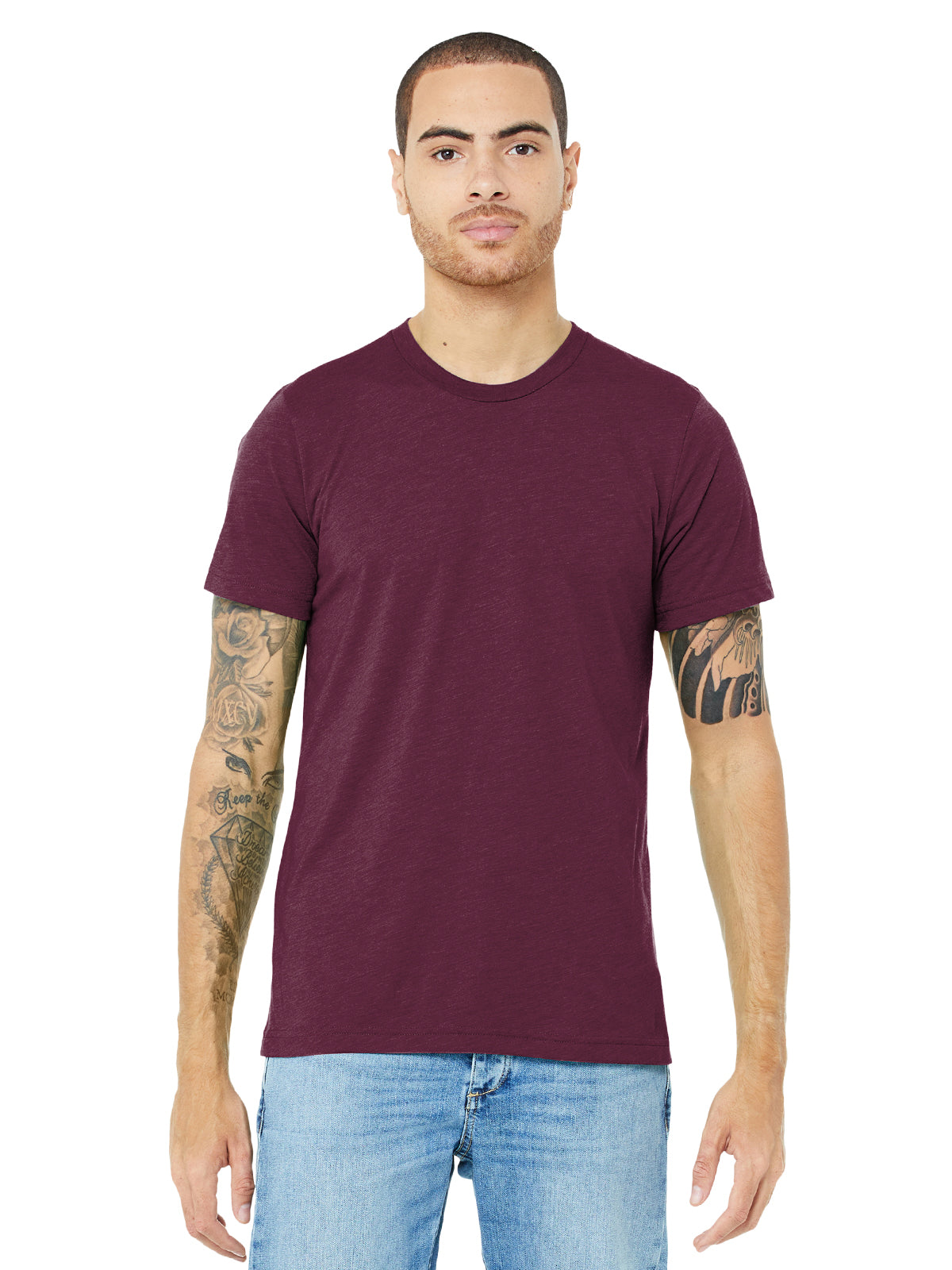 Unisex Triblend Tee - BC3413 - Solid Maroon Triblend