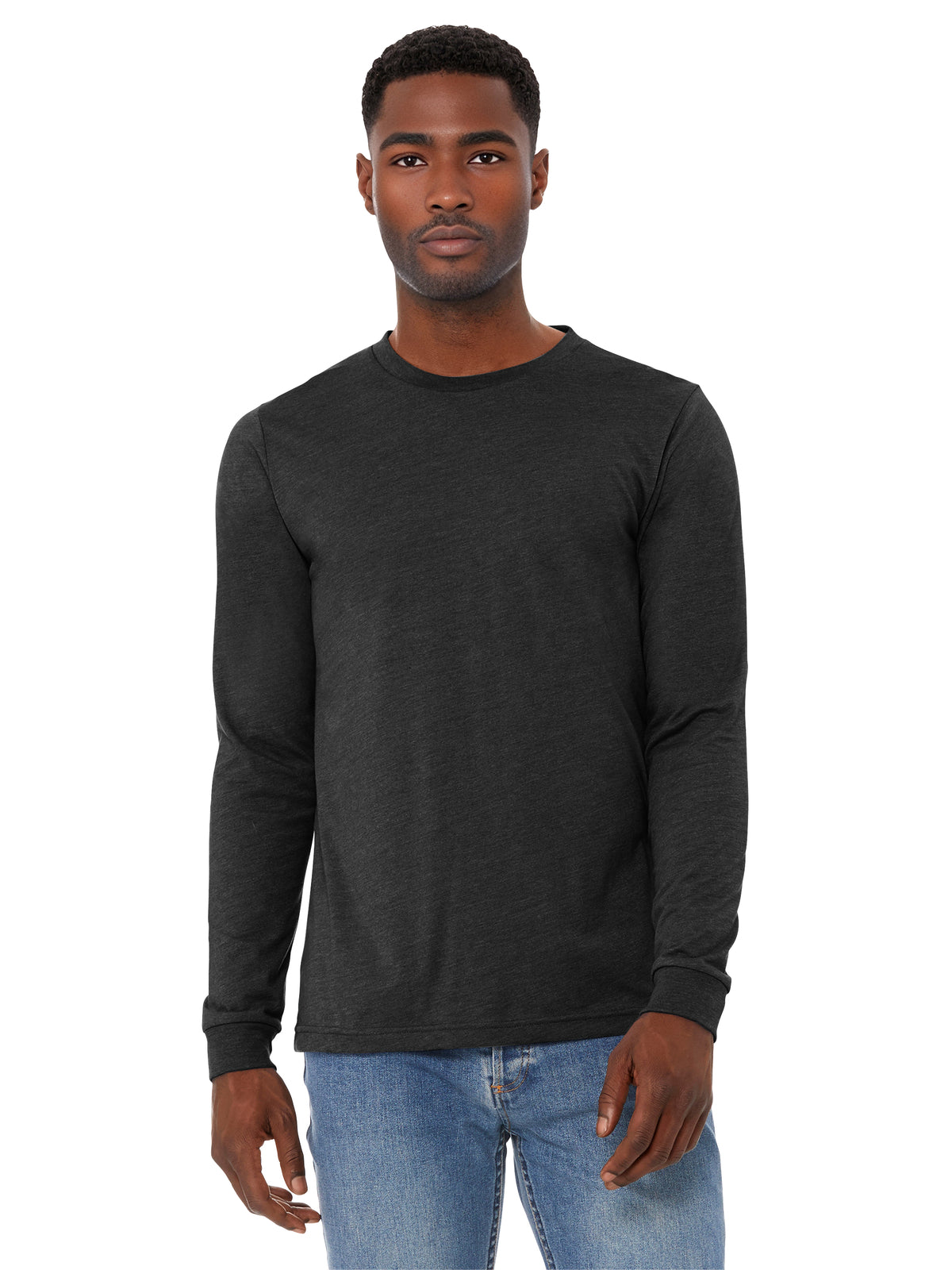 Unisex Heather CVC Long Sleeve Tee - BC3501CVC - Black Heather