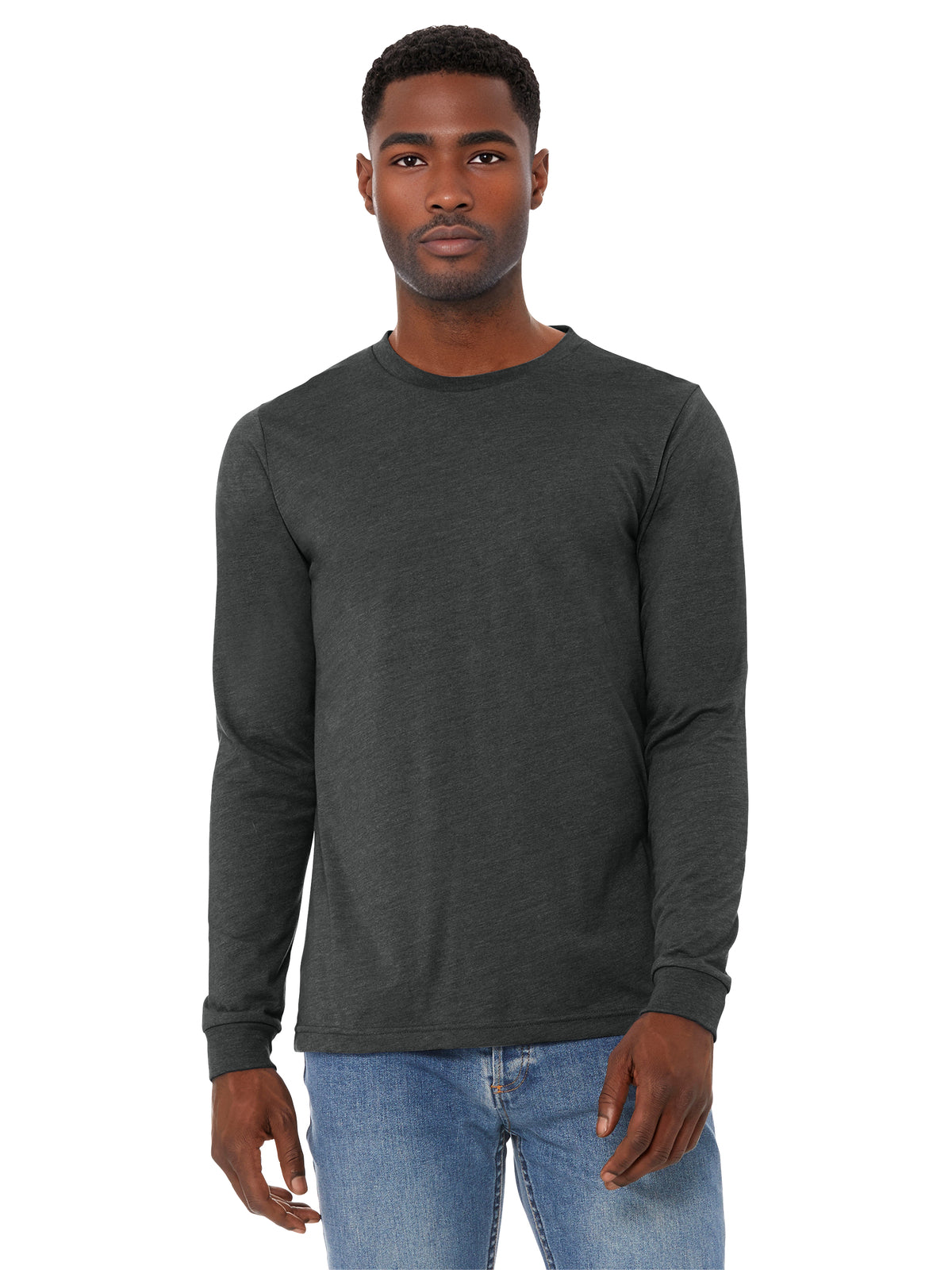 Unisex Heather CVC Long Sleeve Tee - BC3501CVC - Dark Grey Heather