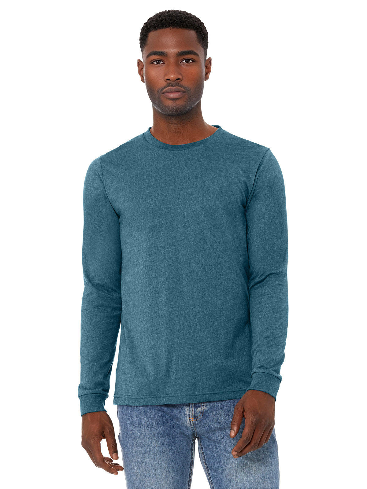 Unisex Heather CVC Long Sleeve Tee - BC3501CVC - Heather Deep Teal