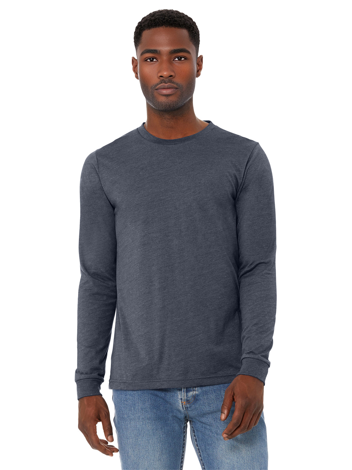 Unisex Heather CVC Long Sleeve Tee - BC3501CVC - Heather Navy