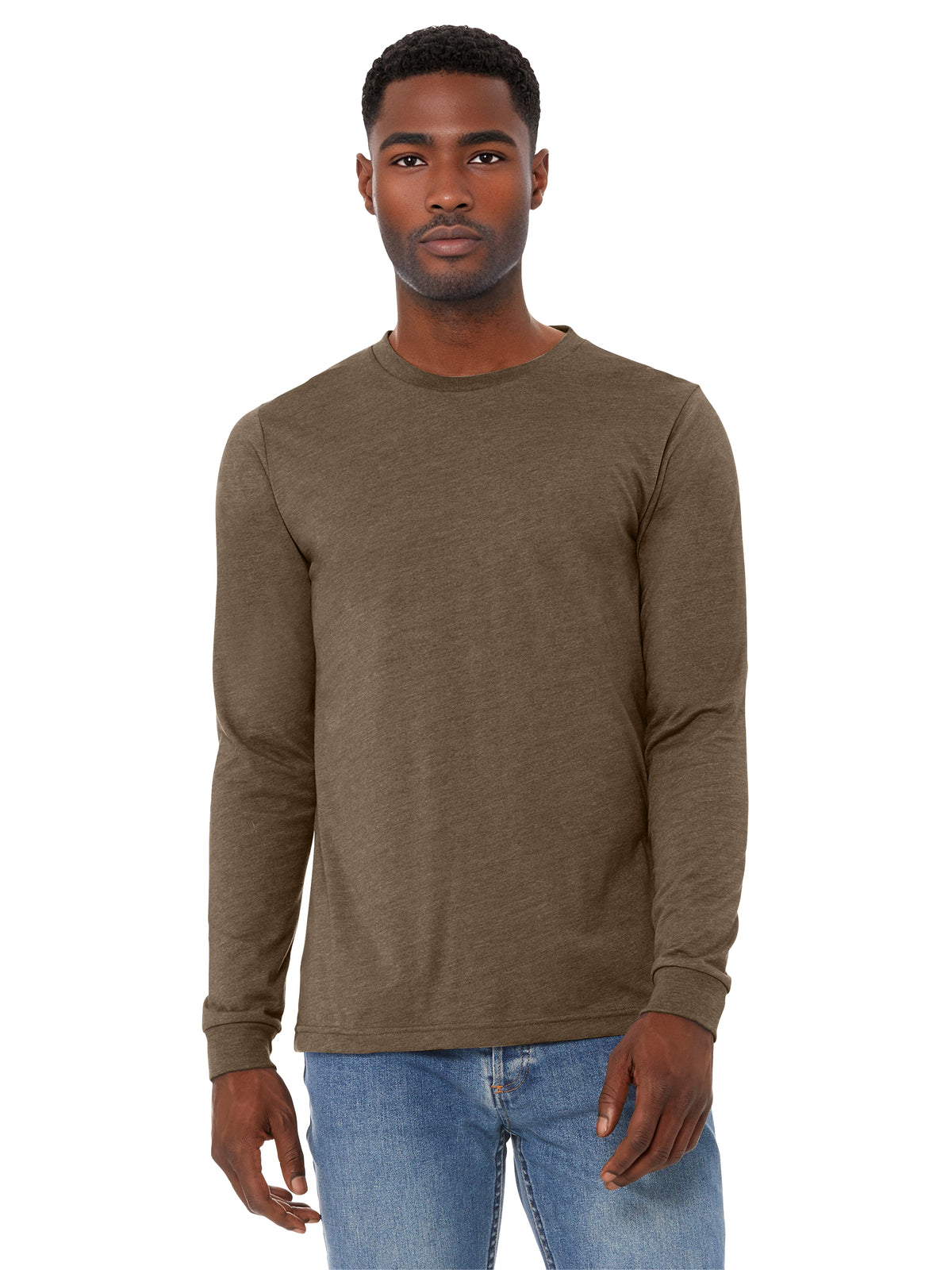 Unisex Heather CVC Long Sleeve Tee - BC3501CVC - Heather Brown