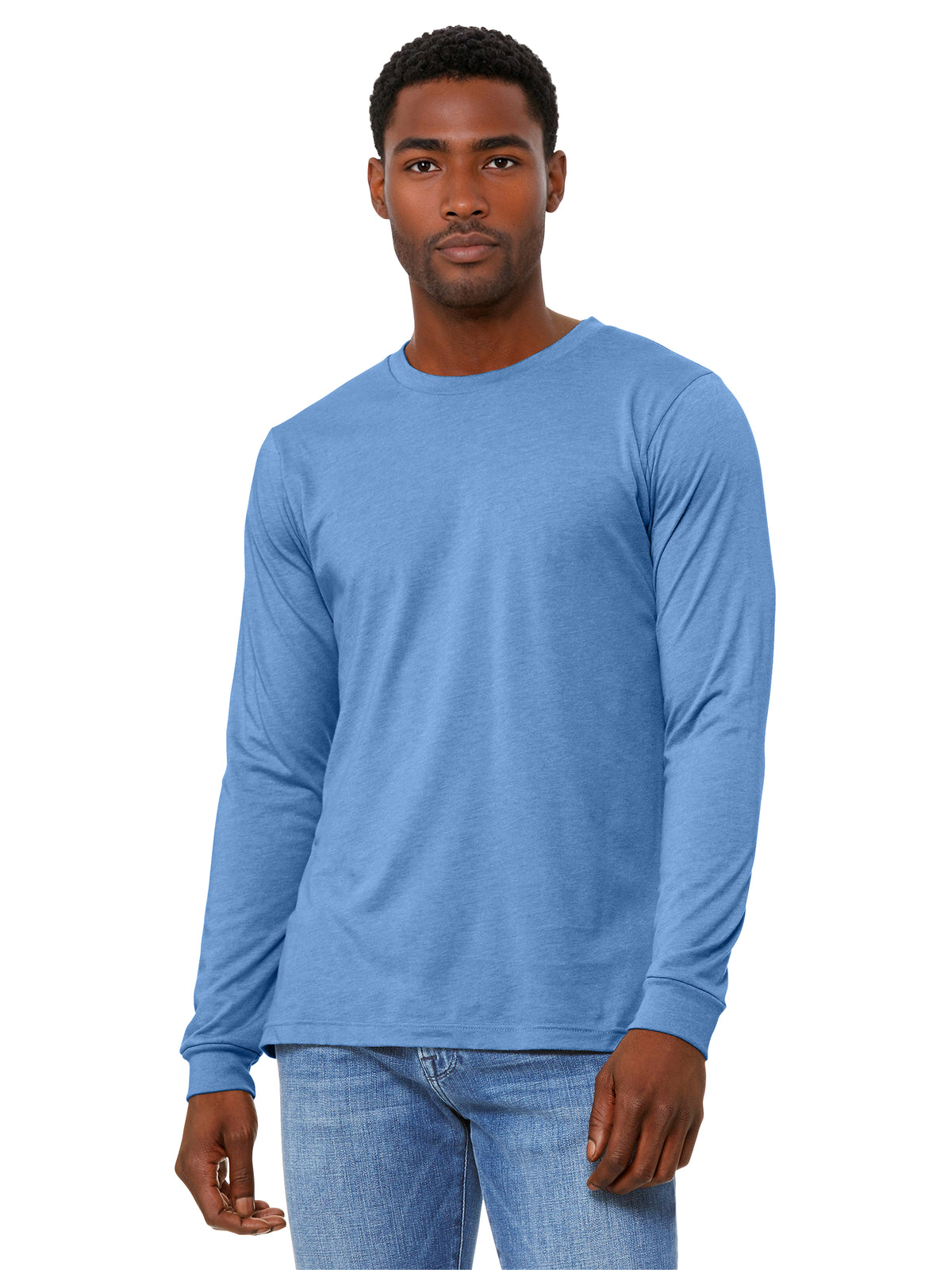 Unisex Heather CVC Long Sleeve Tee - BC3501CVC - Heather Carolina Blue
