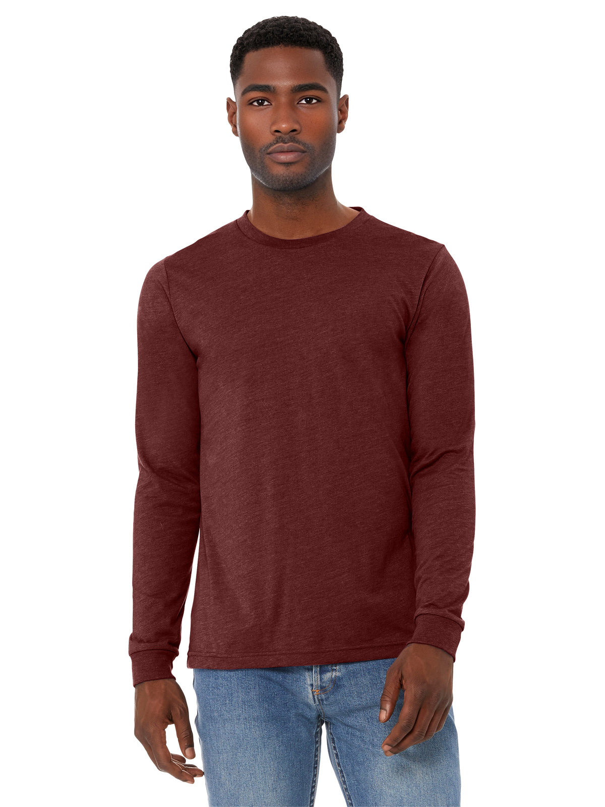 Unisex Heather CVC Long Sleeve Tee - BC3501CVC - Heather Cardinal
