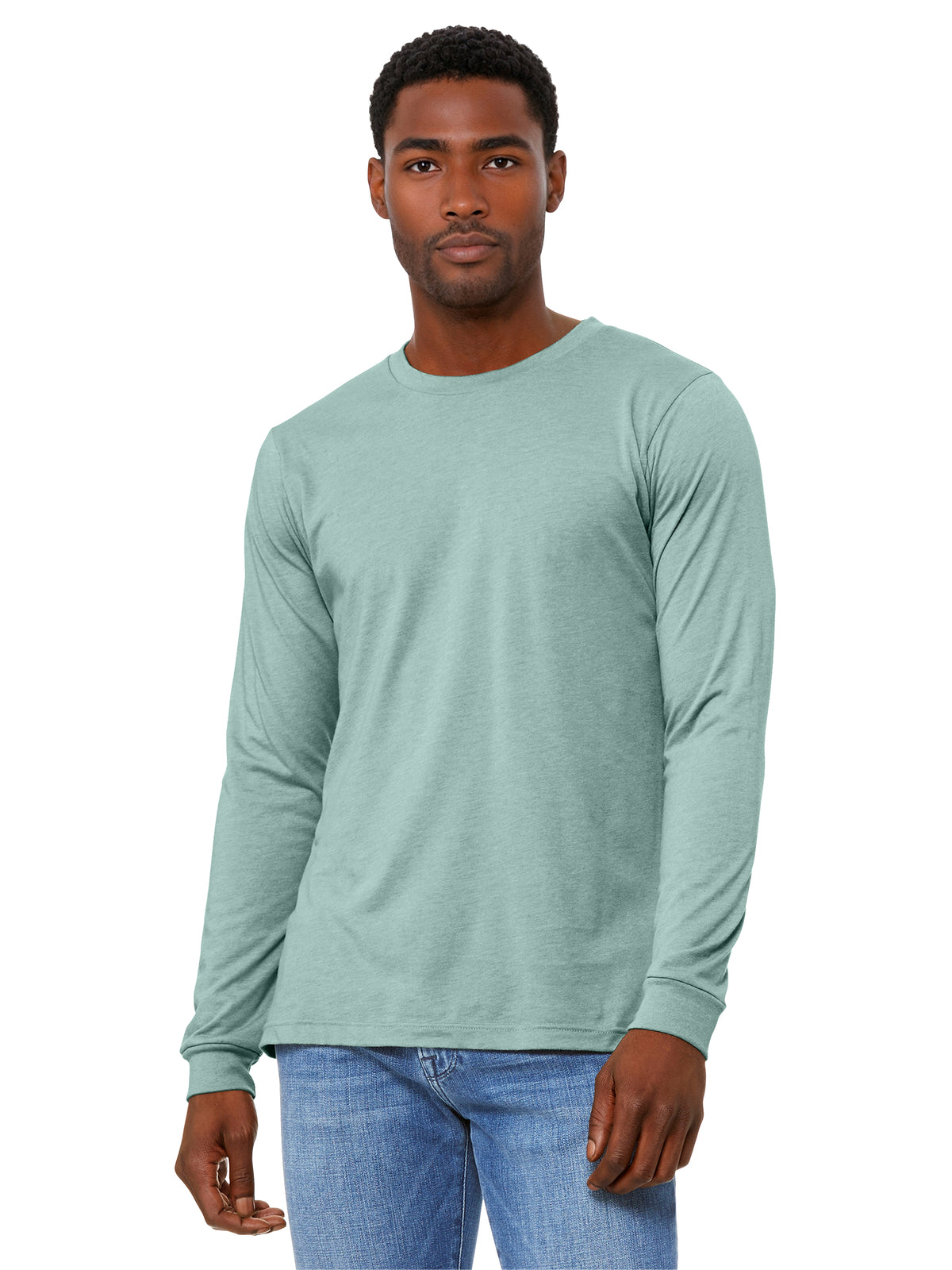 Unisex Heather CVC Long Sleeve Tee - BC3501CVC - Heather Dusty Blue