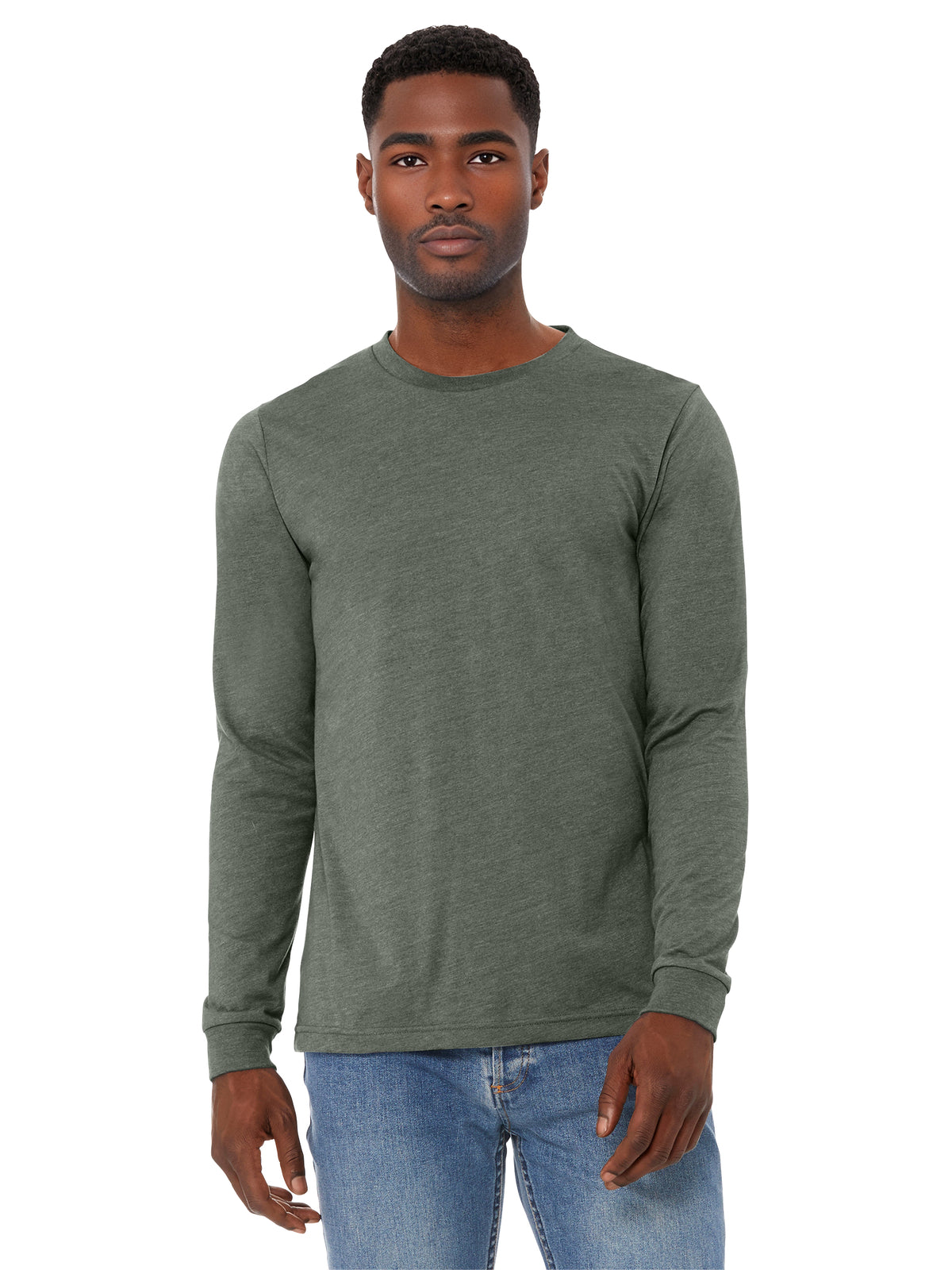 Unisex Heather CVC Long Sleeve Tee - BC3501CVC - Heather Military Green