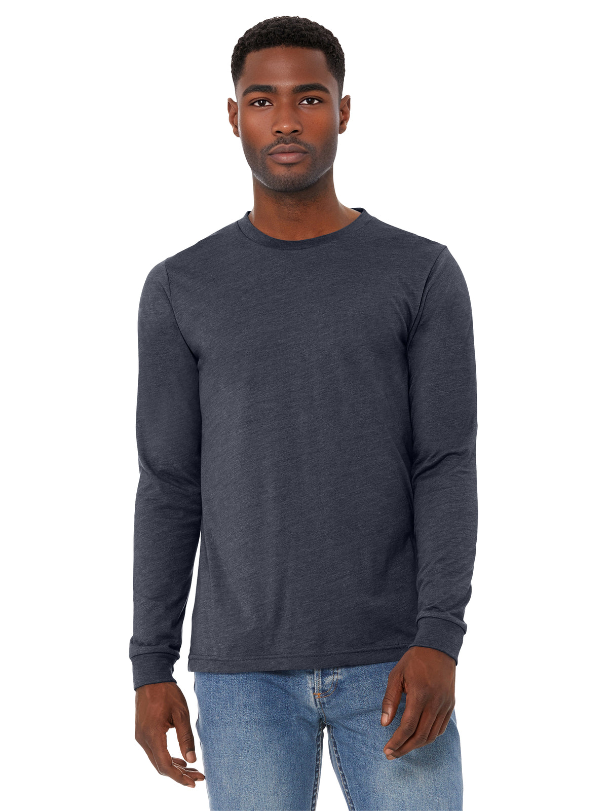 Unisex Heather CVC Long Sleeve Tee - BC3501CVC - Heather Midnight Navy