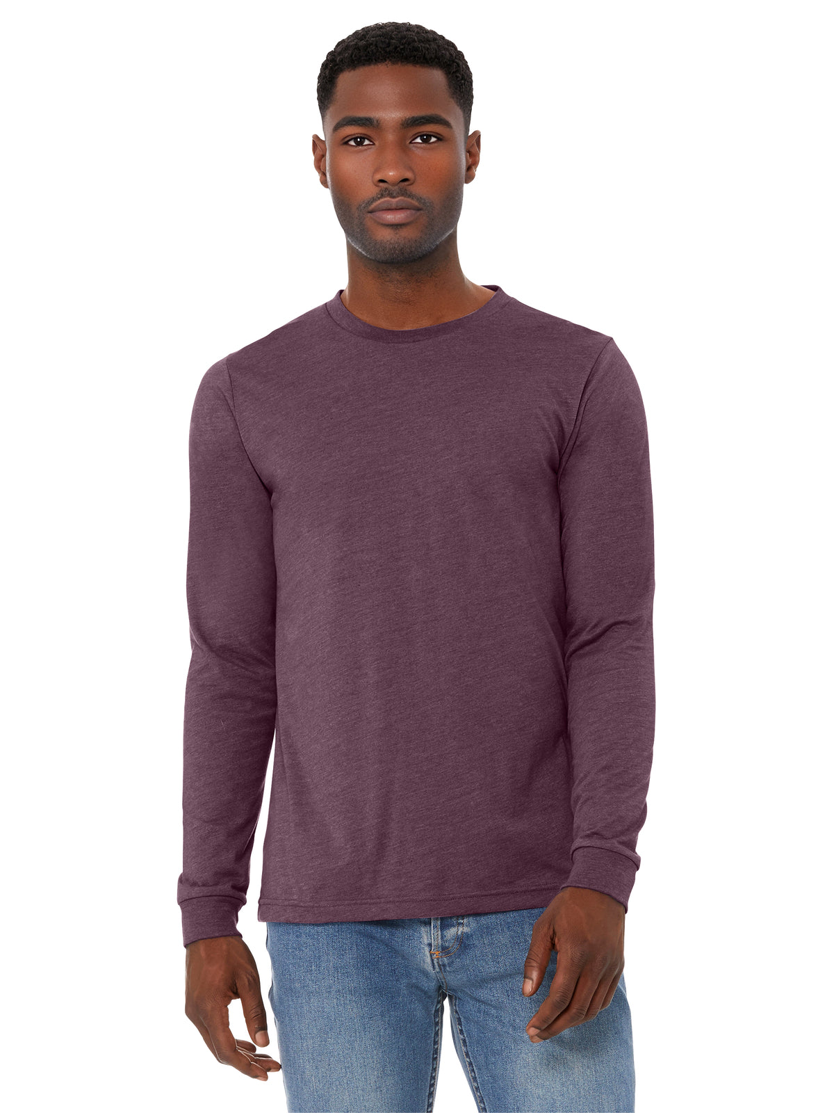Unisex Heather CVC Long Sleeve Tee - BC3501CVC - Heather Maroon
