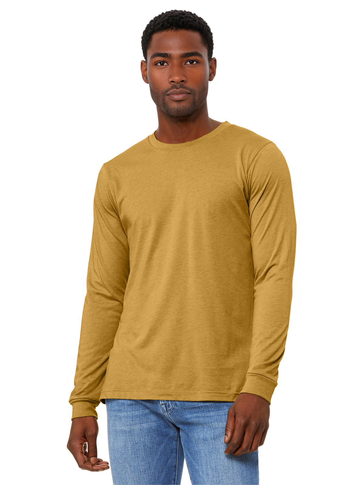 Unisex Heather CVC Long Sleeve Tee - BC3501CVC - Heather Mustard