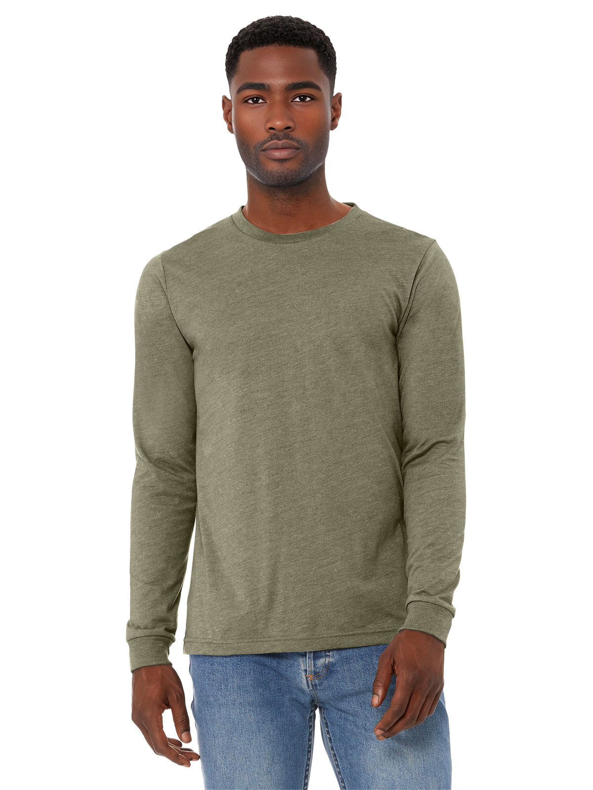Unisex Heather CVC Long Sleeve Tee - BC3501CVC - Heather Olive