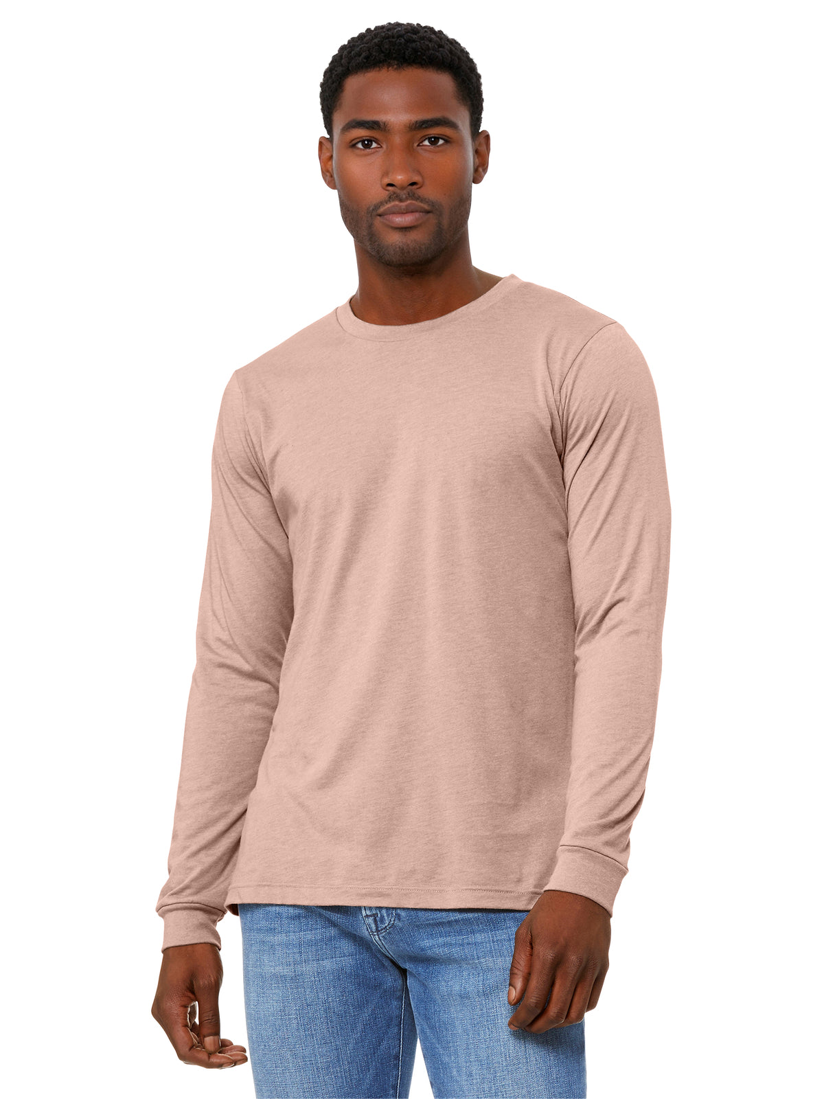 Unisex Heather CVC Long Sleeve Tee - BC3501CVC - Heather Peach