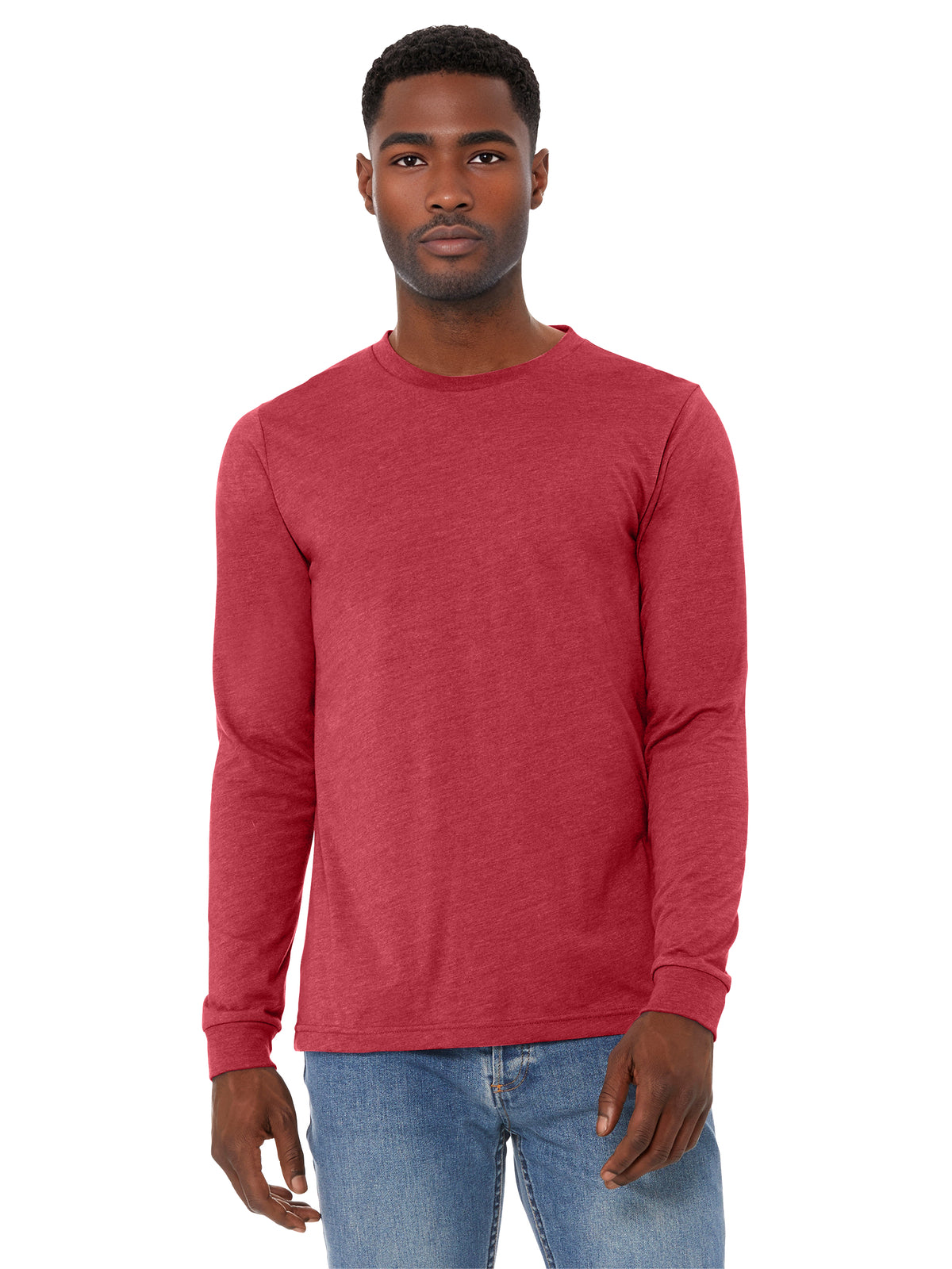 Unisex Heather CVC Long Sleeve Tee - BC3501CVC - Heather Red