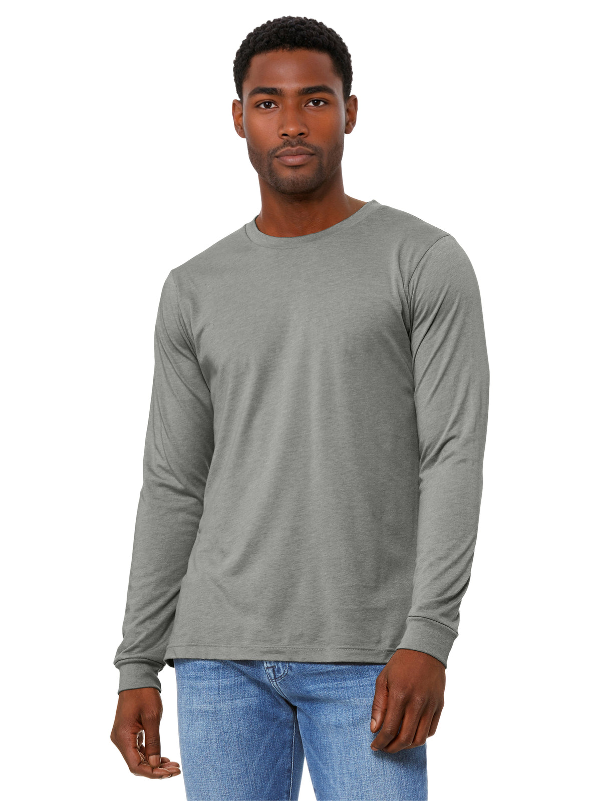 Unisex Heather CVC Long Sleeve Tee - BC3501CVC - Heather Stone