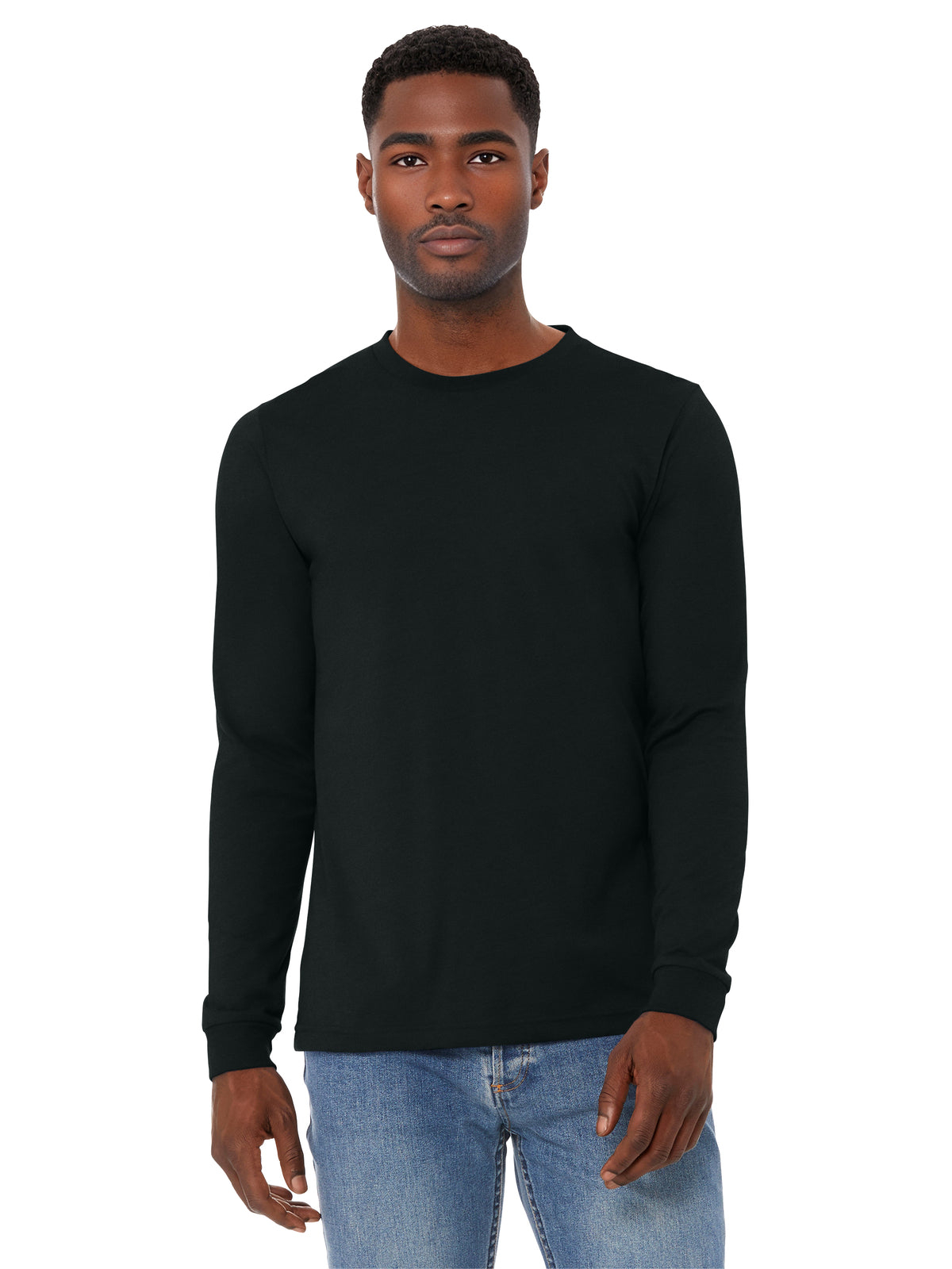 Unisex Heather CVC Long Sleeve Tee - BC3501CVC - Solid Black Blend