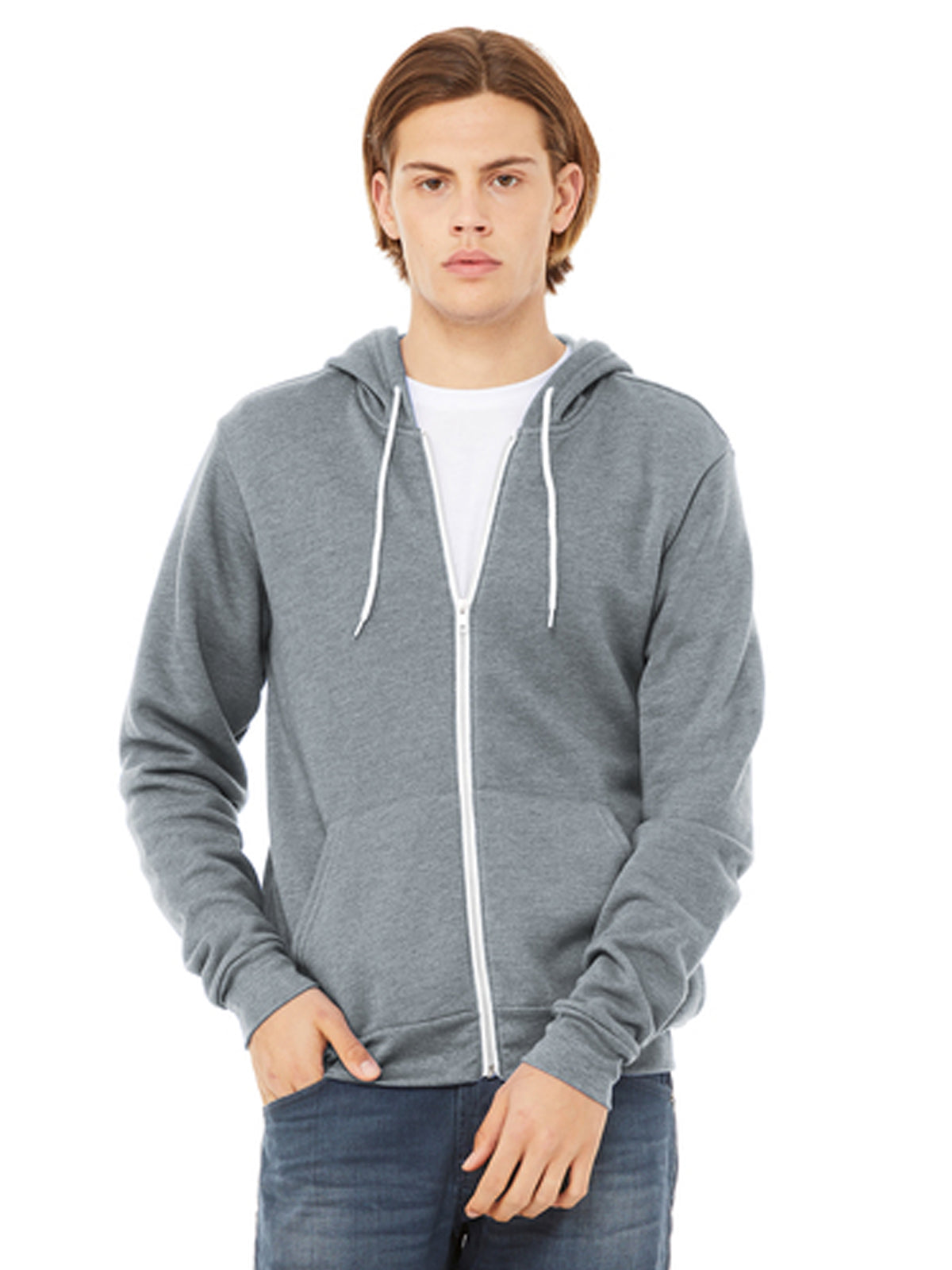 Unisex 2-Pocket Full-Zip Hoodie - BC3739 - Athletic Heather