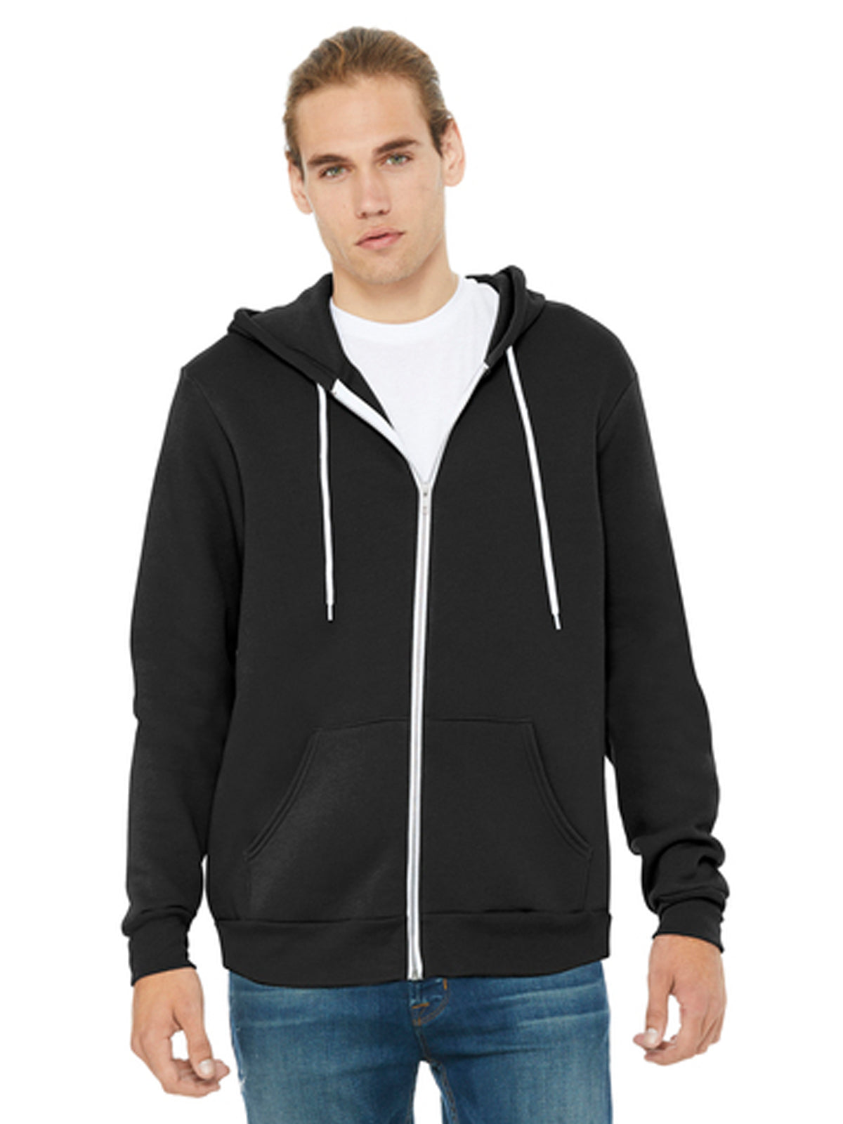 Unisex 2-Pocket Full-Zip Hoodie - BC3739 - Black