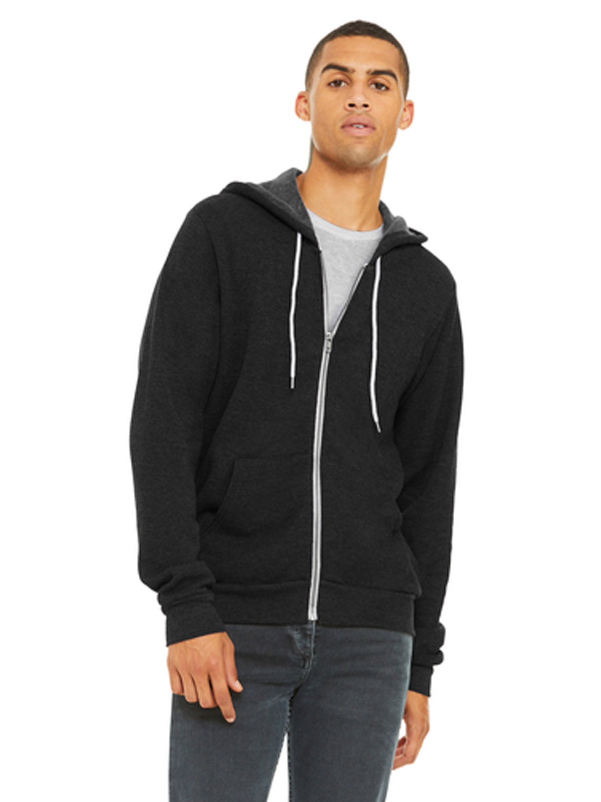 Unisex 2-Pocket Full-Zip Hoodie - BC3739 - Black Heather