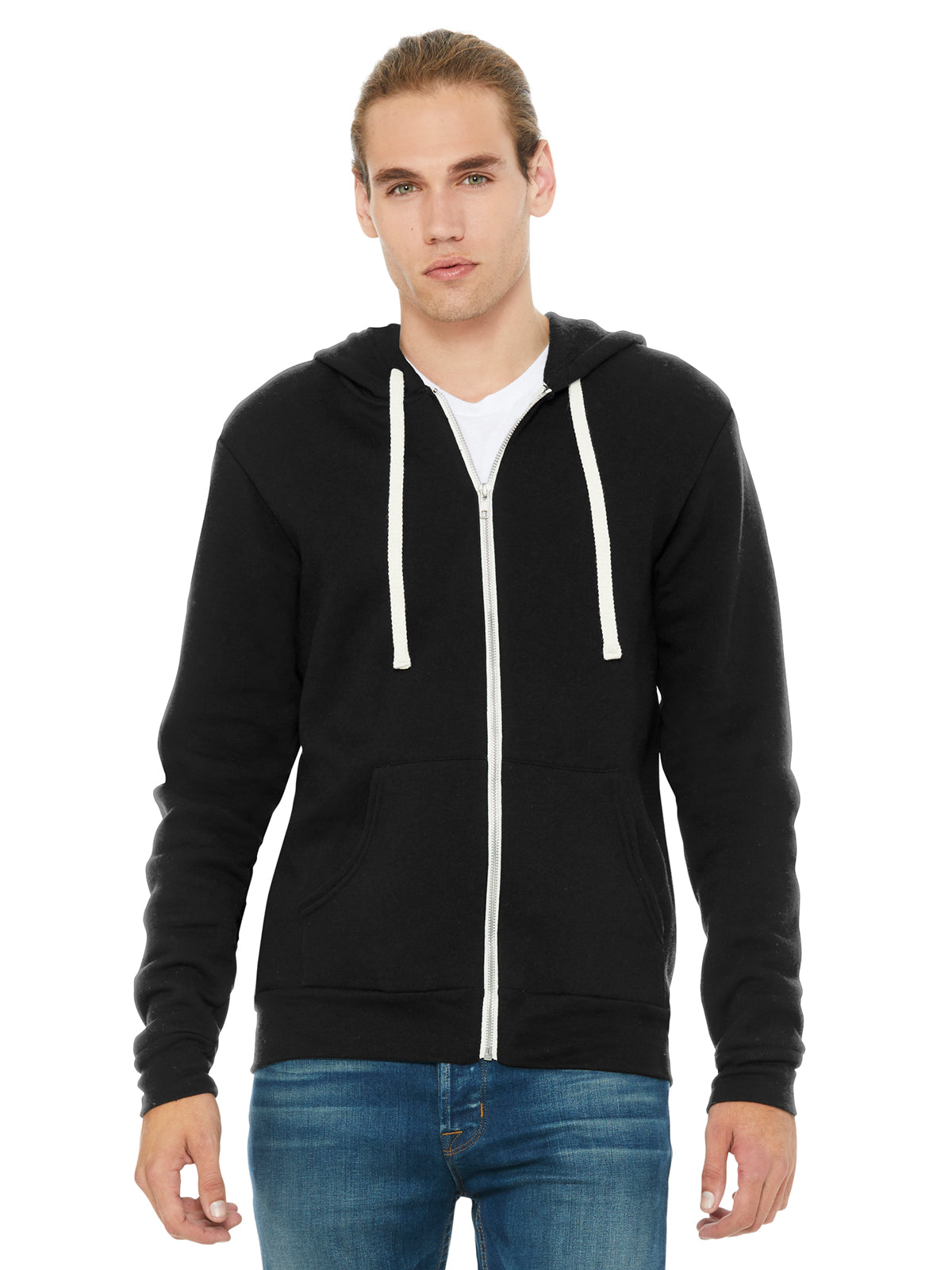 Unisex 2-Pocket Sponge Fleece Full-Zip Hoodie - BC3909 - Solid Black Triblend