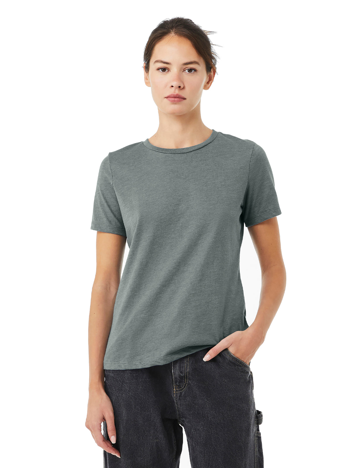 Women's Relaxed CVC Tee - BC6400CVC - Heather Blue Storm