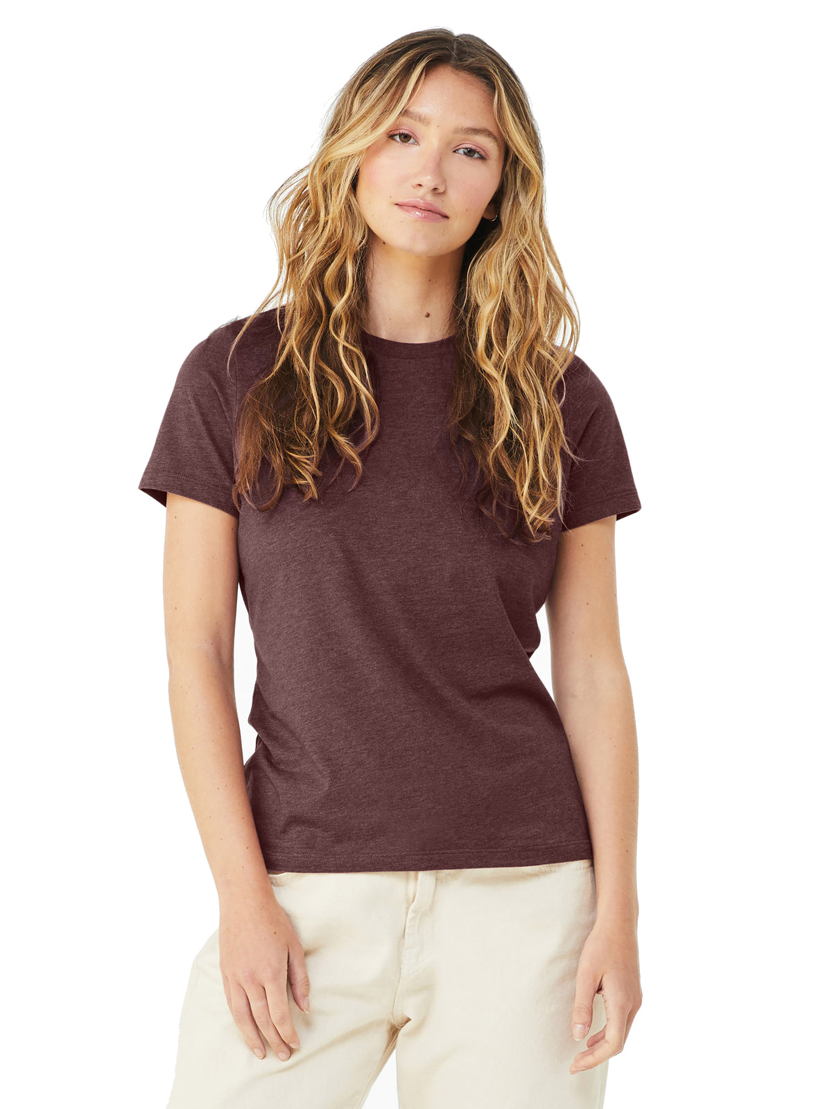 Women's Relaxed CVC Tee - BC6400CVC - Heather Maroon