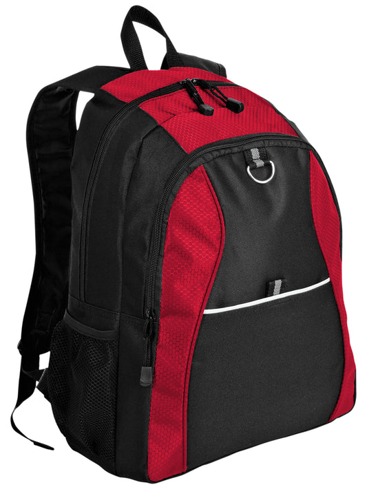 Contrast Honeycomb Backpack - BG1020 - Red/Black