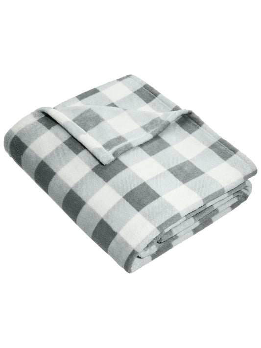 Ultra Plush Blanket - BP31 - Marshmallow/Monument Grey Check