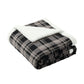 Flannel Sherpa Blanket - BP43 - Black Uneven Plaid
