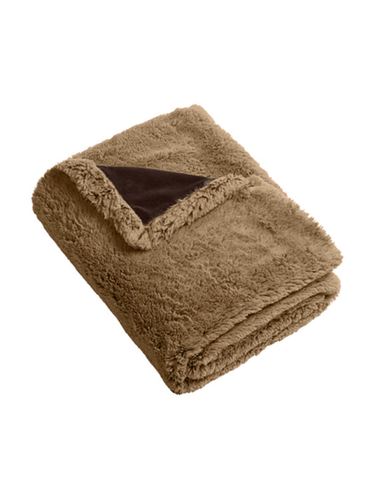 1-Pocket Faux Fur Blanket - BP45 - Fawn/ Espresso Brown