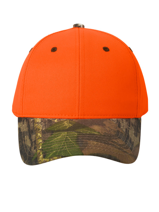 Unisex Camo Brim Cap - C804 - Orange Blaze/ Mossy Oak New Break-Up