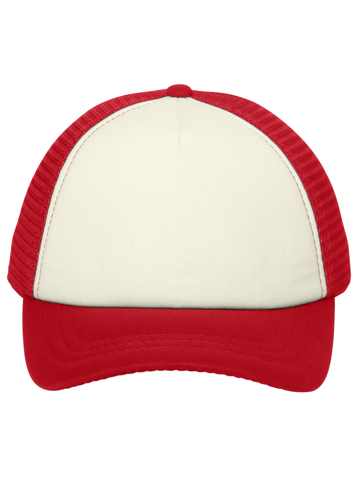 Unisex 5-Panel Twill Foam Trucker Cap - C936 - Ivory/Red
