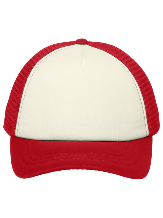 Unisex 5-Panel Twill Foam Trucker Cap - C936 - Ivory/Red