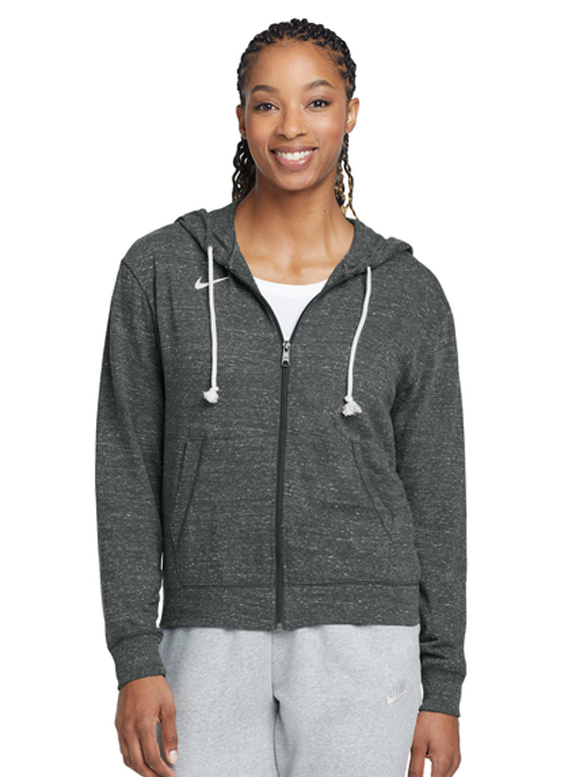 Women's Two-Pocket Gym Vintage Full-Zip Hoodie - CN9402 - Team Anthracite