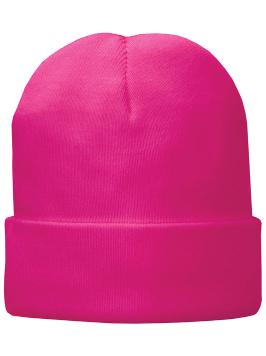 Fleece-Lined Knit Cap - CP90L - Neon Pink Glo