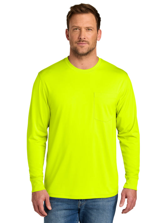 Men's Workwear Pro Long Sleeve Pocket T-Shirt - CS440LSP - Safety Yellow