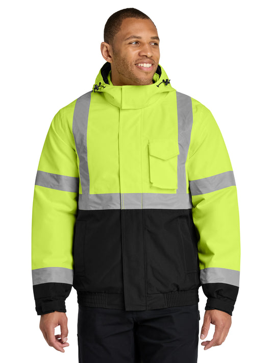 Men's ANSI 107 Class 3 Economy Waterproof Insulated Bomber Jacket - CSJ500 - Safety Yellow