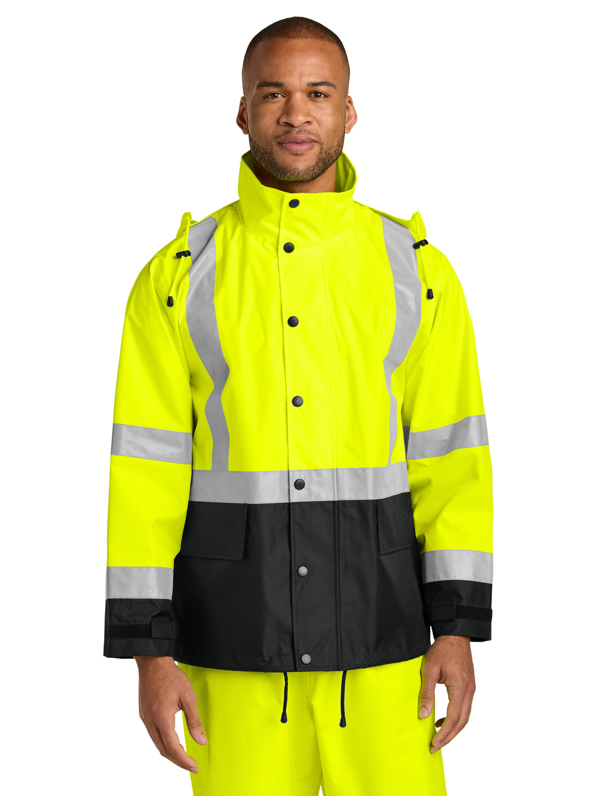 ANSI 107 Class 3 Rain Jacket - CSJ504 - Safety Yellow/Black
